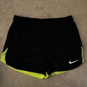 Nike Black and Lime Green Sports Shorts